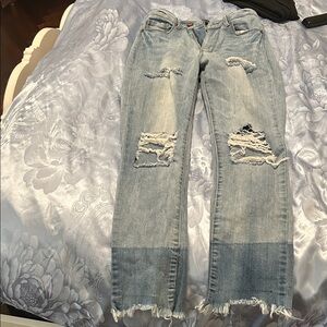 Distressed Blue Jeans